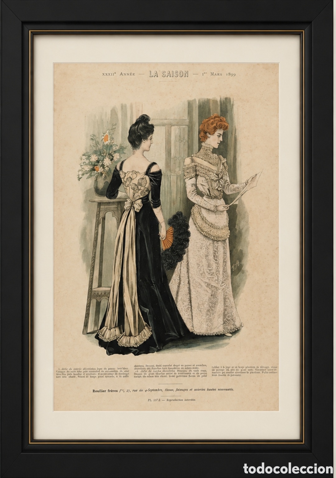 Antig&uuml;edades: L&aacute;mina de moda francesa &ldquo;La Saison&rdquo; &ndash; Par&iacute;s, 1 de marzo de 1899