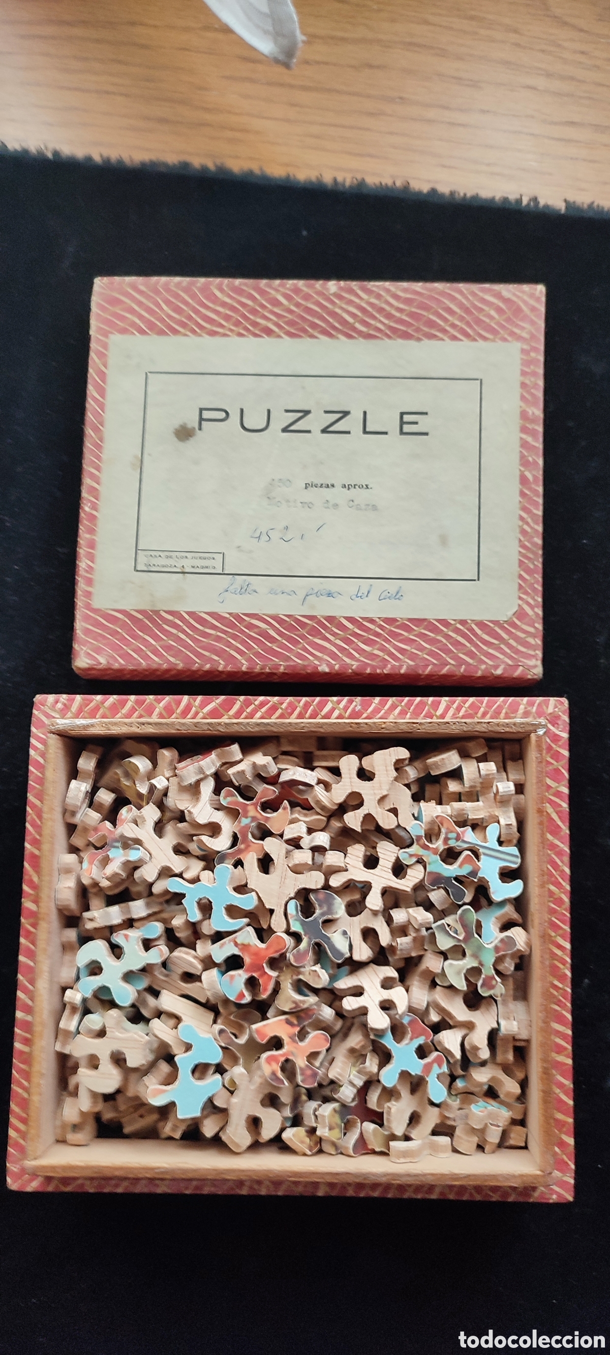 Antig&uuml;edades: Antiguo puzzle de madera Motivo de caza