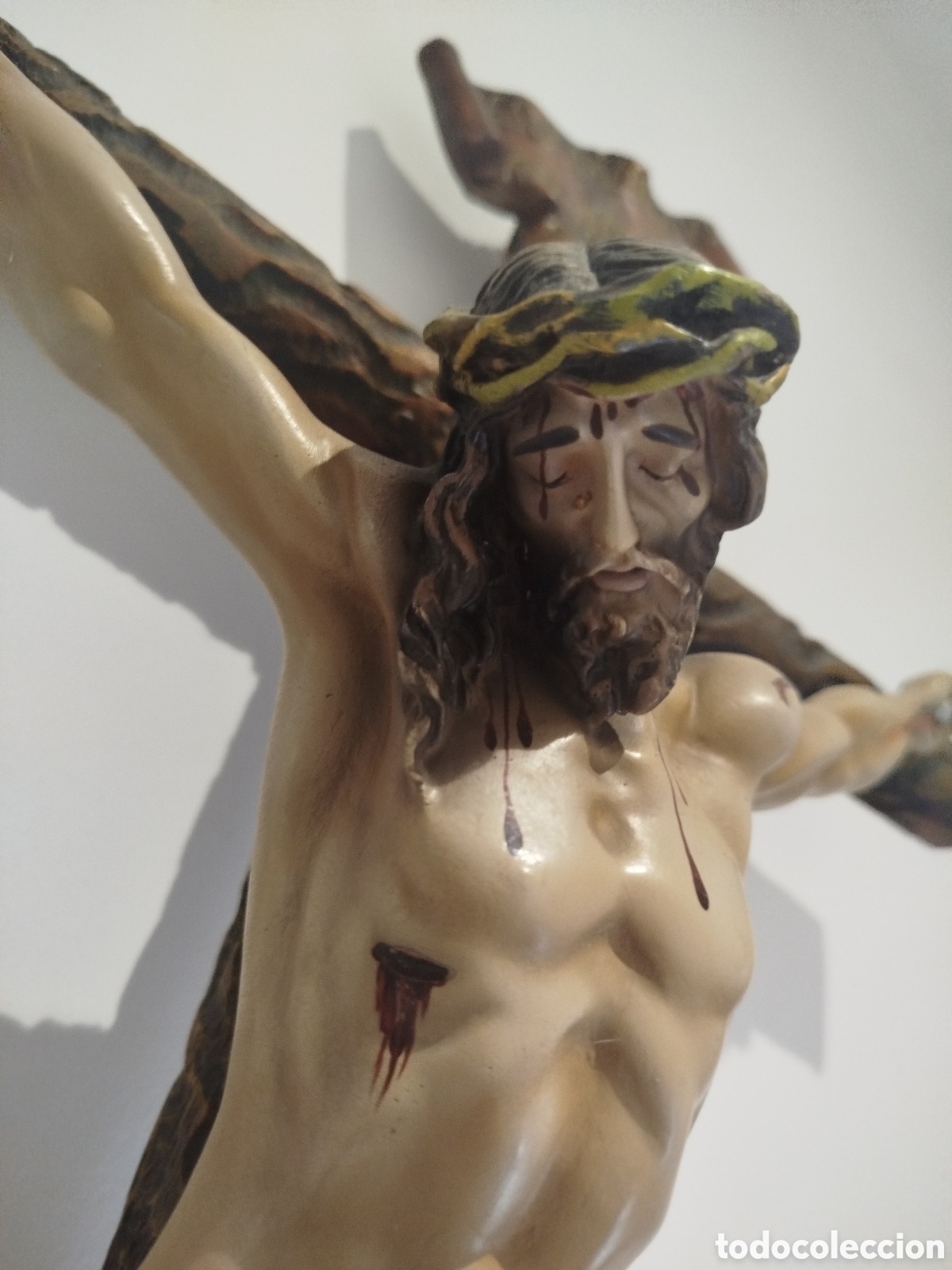 Antiguidades: Crucificado d&eacute; gran tama&ntilde;o antiguo