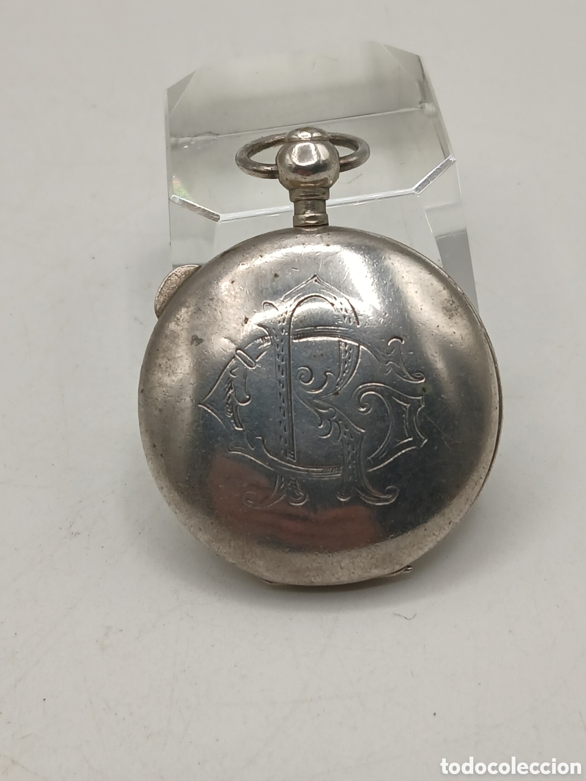 Antig&uuml;edades: Antigua caja reloj de bolsillo plata 800mls