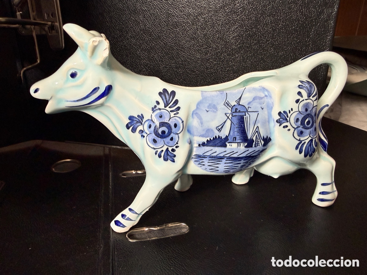 Antig&uuml;edades: Jarra/vaca de cer&aacute;mica Delft Holland vintage decorativa