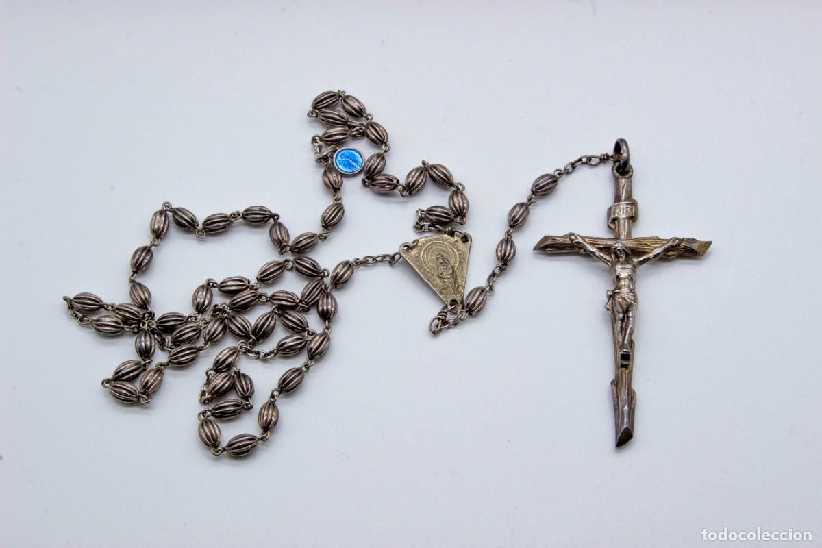 Antig&uuml;edades: Rosario cat&oacute;lico antiguo de cinco d&eacute;cadas plata de ley.