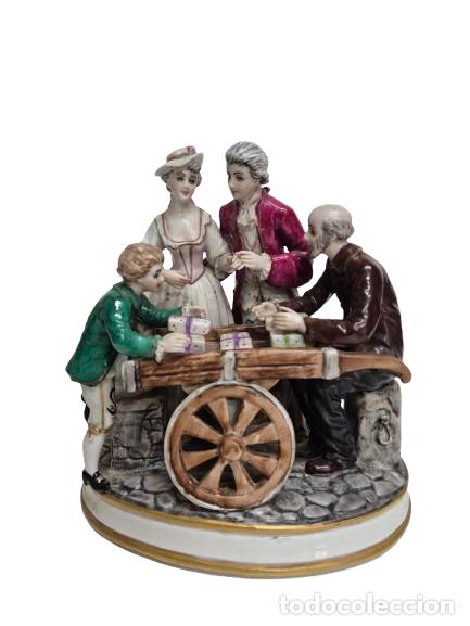 Antig&uuml;edades: Grupo Escult&oacute;rico - Porcelana Esmaltada - Escultor Salvador Mallol - A&ntilde;os 50