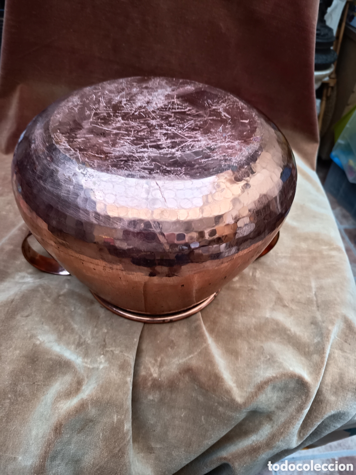Antig&uuml;edades: Olla de cobre con asas labradas - Foto 6