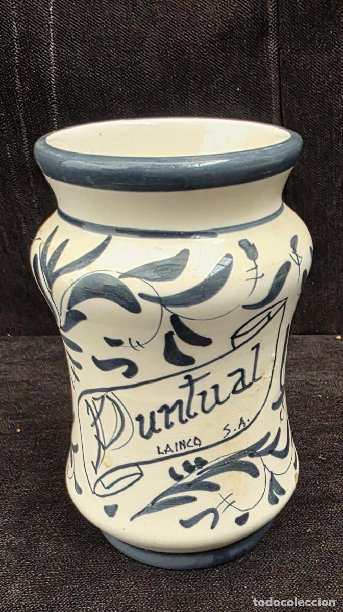 Antig&uuml;edades: Albarelo Antiguo de Cer&aacute;mica Pintada a Mano Dural Lainco S.A. 12x7 cm Vintage