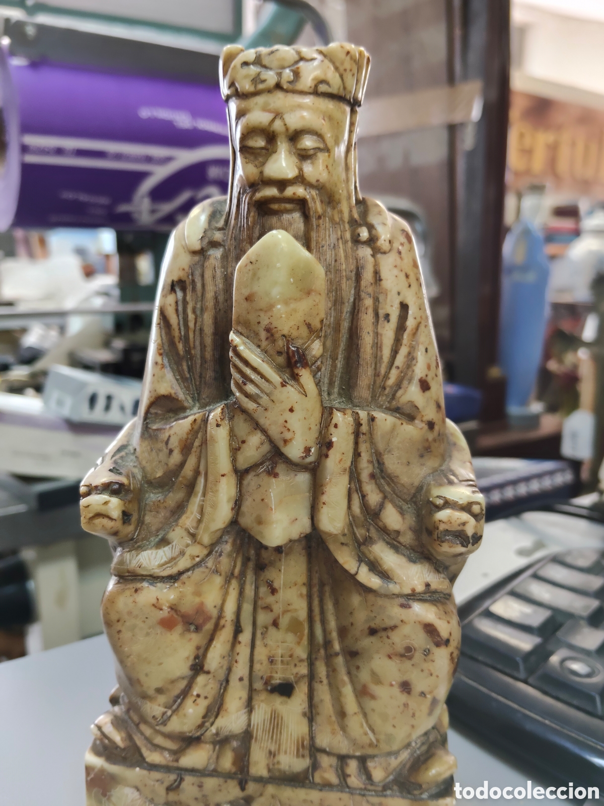 Antig&uuml;edades: Sello de sabio chino en piedra de jab&oacute;n