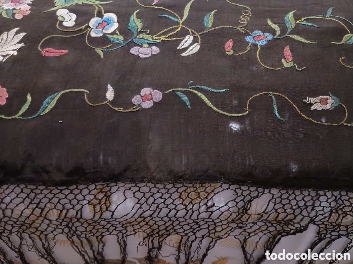 Antig&uuml;edades: Mant&oacute;n de manila isabelino ala de mosca - Foto 9