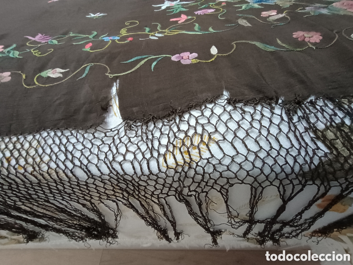 Antig&uuml;edades: Mant&oacute;n de manila isabelino ala de mosca - Foto 10