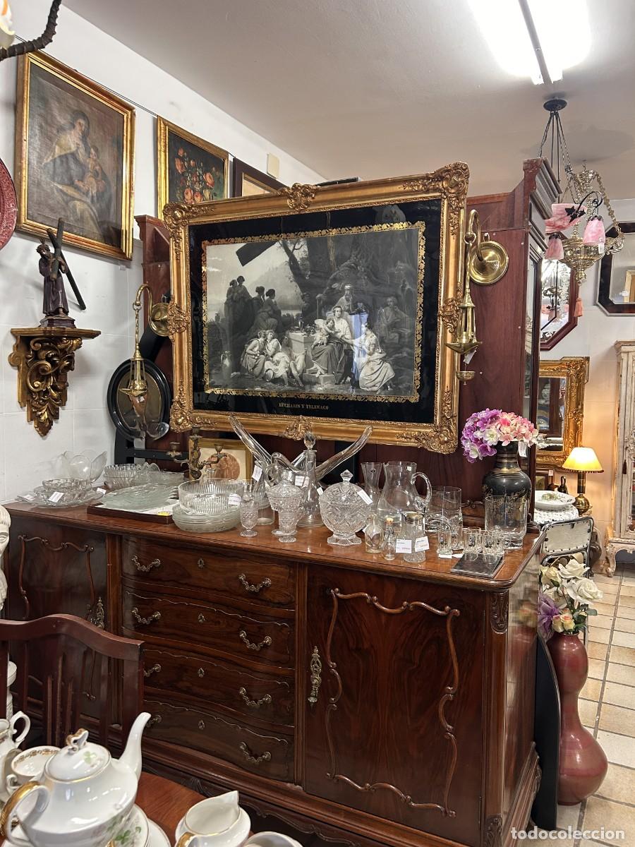 Antig&uuml;edades: Gran cuadro antiguo con litograf&iacute;a