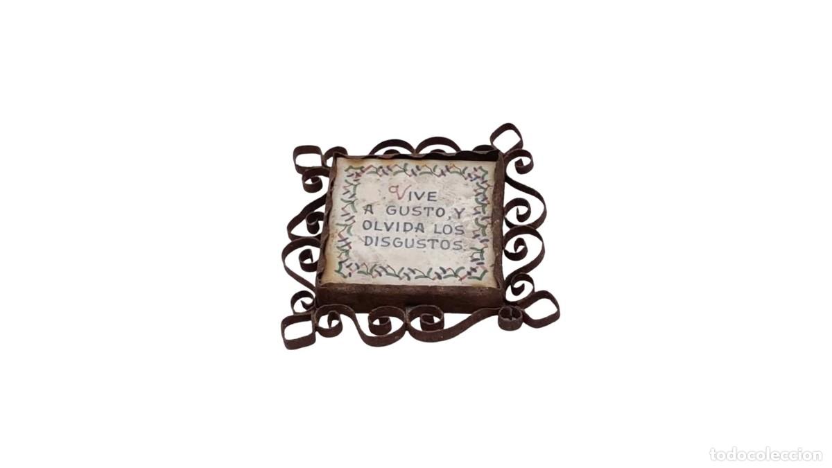Oggetti Antichi: Azulejo Decorativo con Refr&aacute;n &ndash; &rdquo;Vive a gusto y olvida los disgustos&rdquo; A&ntilde;os 70/80 &ndash; Muy Raro