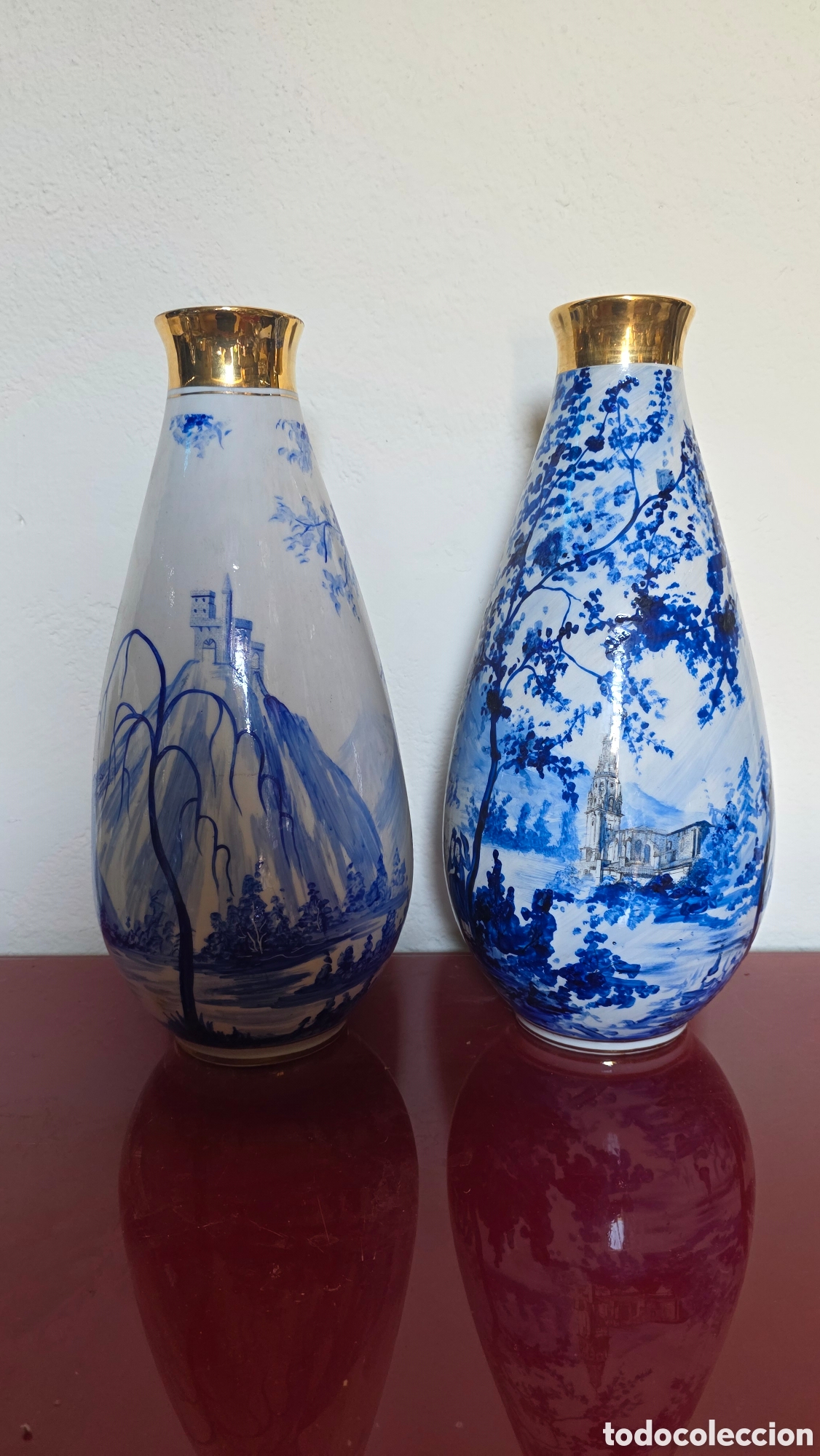Antig&uuml;edades: Pareja jarrones porcelana lisier Par&iacute;s Barcelona