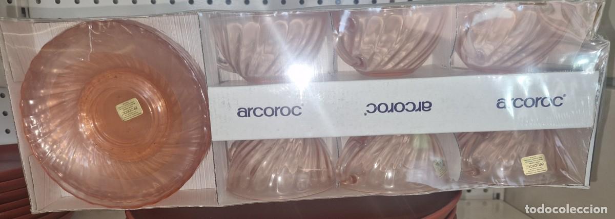 Antig&uuml;edades: TAZAS Y PLATOS ARCOROC ROSALINE CRISTAL ROSA