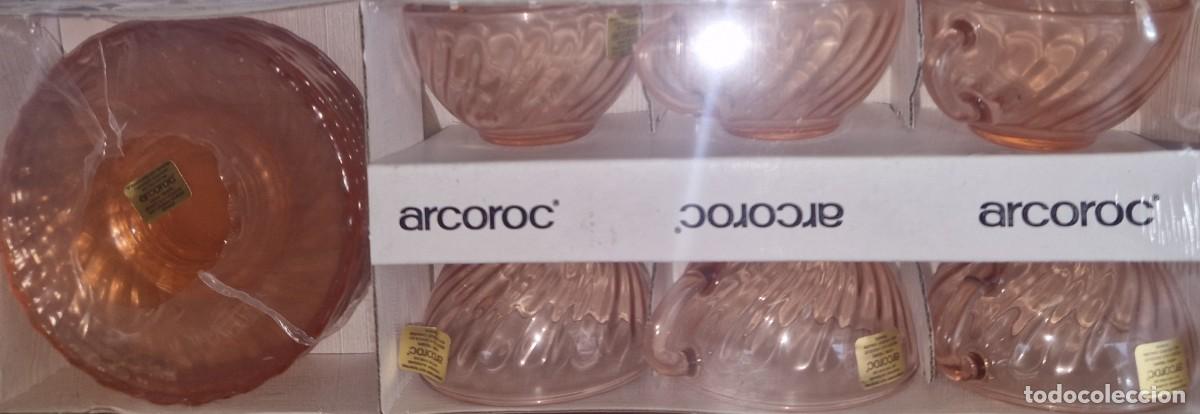 Antig&uuml;edades: JUEGO DE CAFE, TAZAS Y PLATOS ARCOROC ROSALINE CRISTAL ROSA