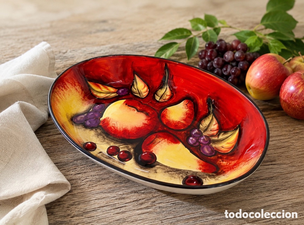 Oggetti Antichi: Centro de Mesa o Frutero Hecho a mano por &ldquo;Marini Collection Stoneware&rdquo;