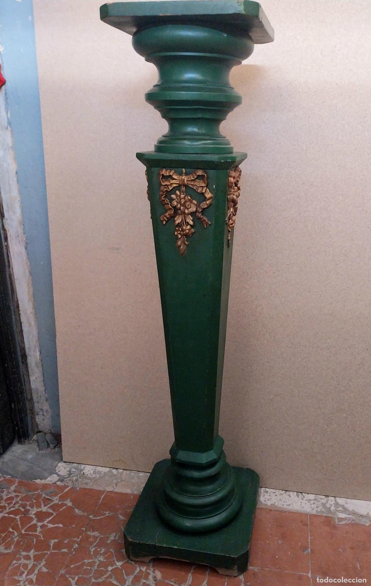 Antig&uuml;edades: ANTIGUA PEANA -PEDESTAL ,ISABELINO SIGLO XIX .MADERA- 1,11 METROS de alto