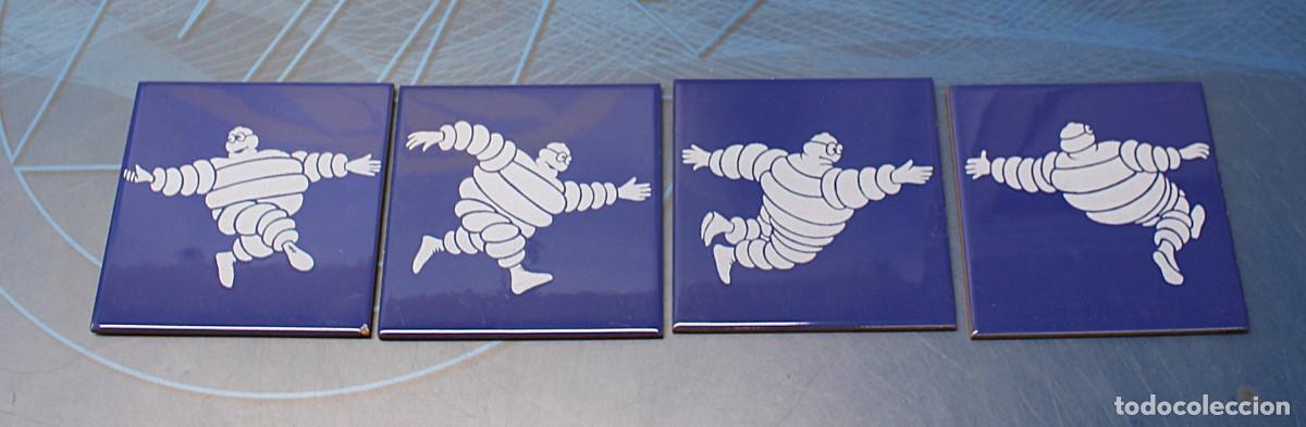 Antig&uuml;edades: Michel&iacute;n: 4 azulejos de taller sin uso. Bibendum. Cicosa. A&ntilde;os 70.