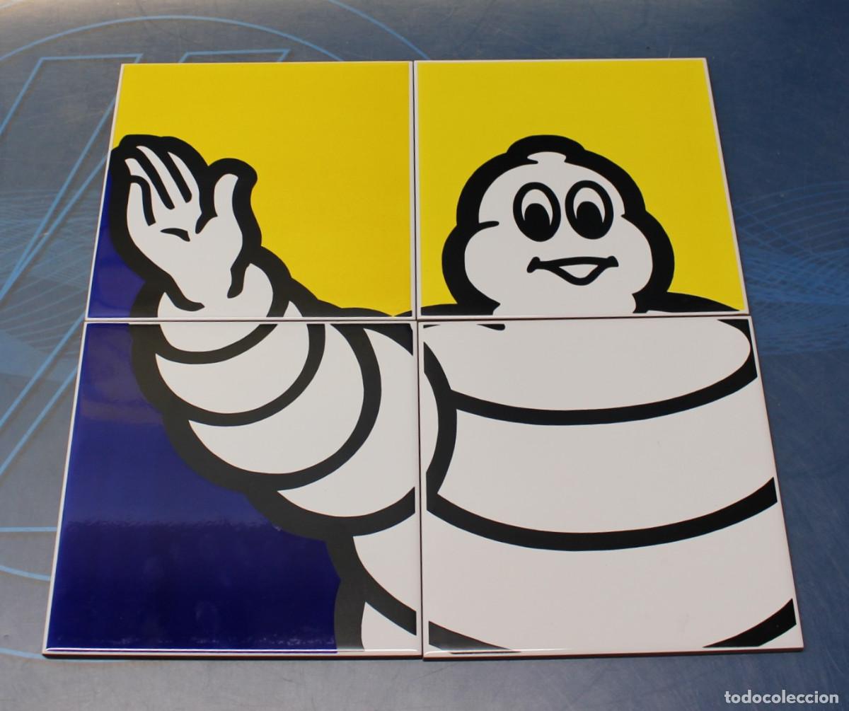 Antiguidades: Michel&iacute;n, Bibendum: 4 azulejos de taller sin uso. A&ntilde;os 2000.