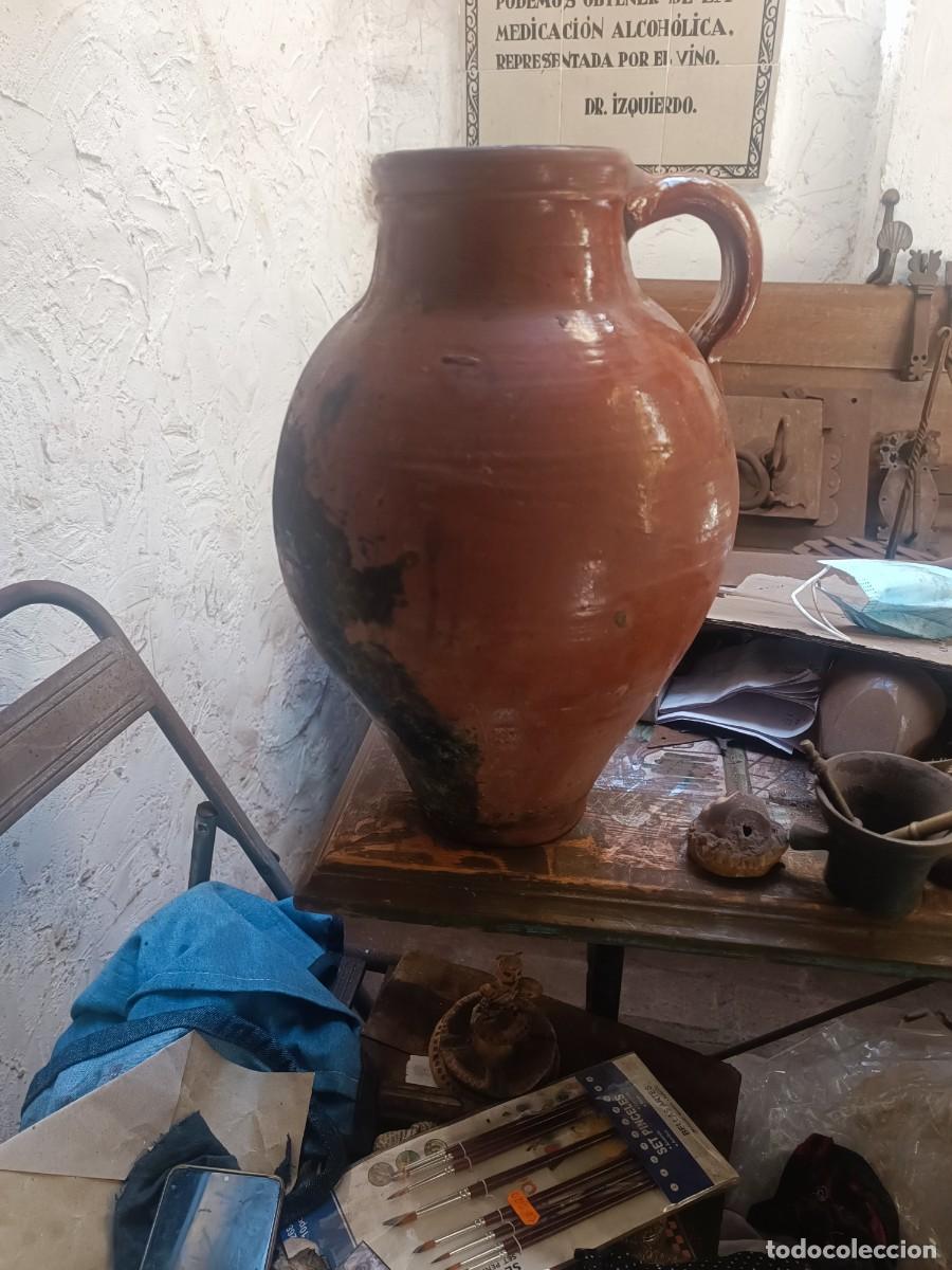 Antig&uuml;edades: Antiguo puchero de barro esmaltado 35cm