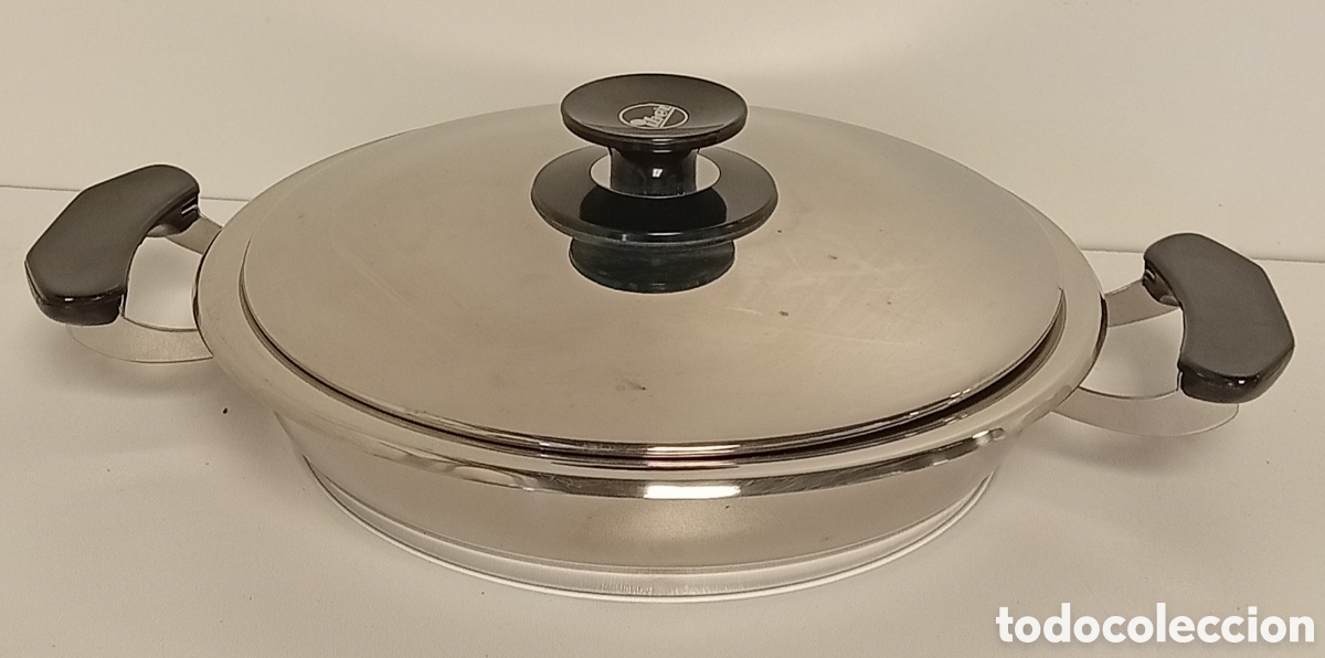 Antig&uuml;edades: OLLA DE COCINA CON TAPA DE ACERO INOCIDABLE IBER
