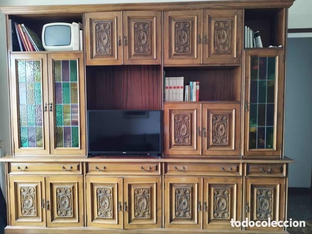Antig&uuml;edades: Mueble madera maciza y vitral