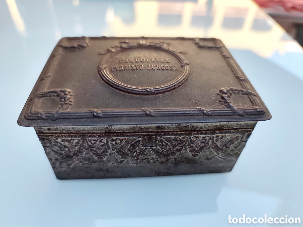 Antig&uuml;edades: Chocolates Evaristo Juncosa. Caja Art Nouveau Modernismo. Finales SXIX- pprios SXX. Bien conservada