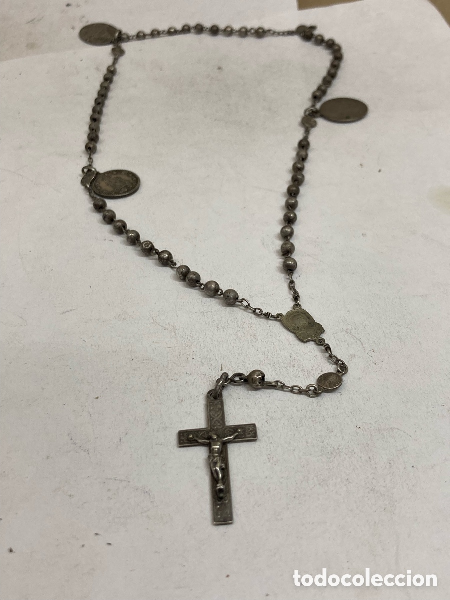 Antig&uuml;edades: Rosario de plata religioso CC457