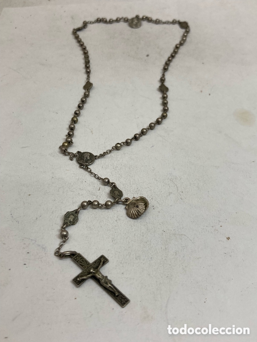 Antig&uuml;edades: Rosario de plata religiosa CC457