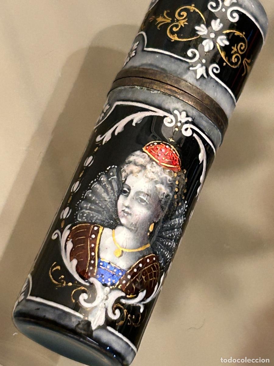 Antig&uuml;edades: Antiguo perfumero esenciero plata esmaltes retrato miniatura dama Francia a. XIX