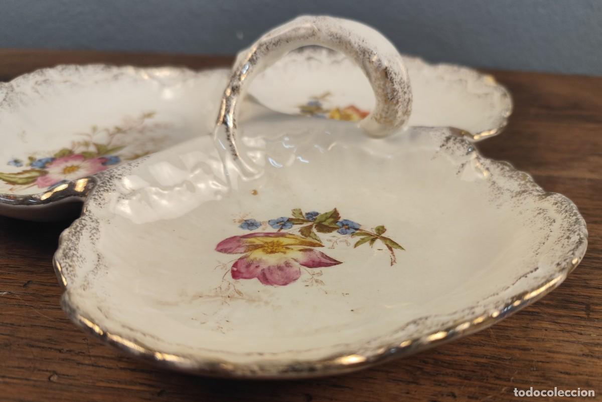 Antig&uuml;edades: Bandeja de loza blanca con tres compartimentos - Foto 5