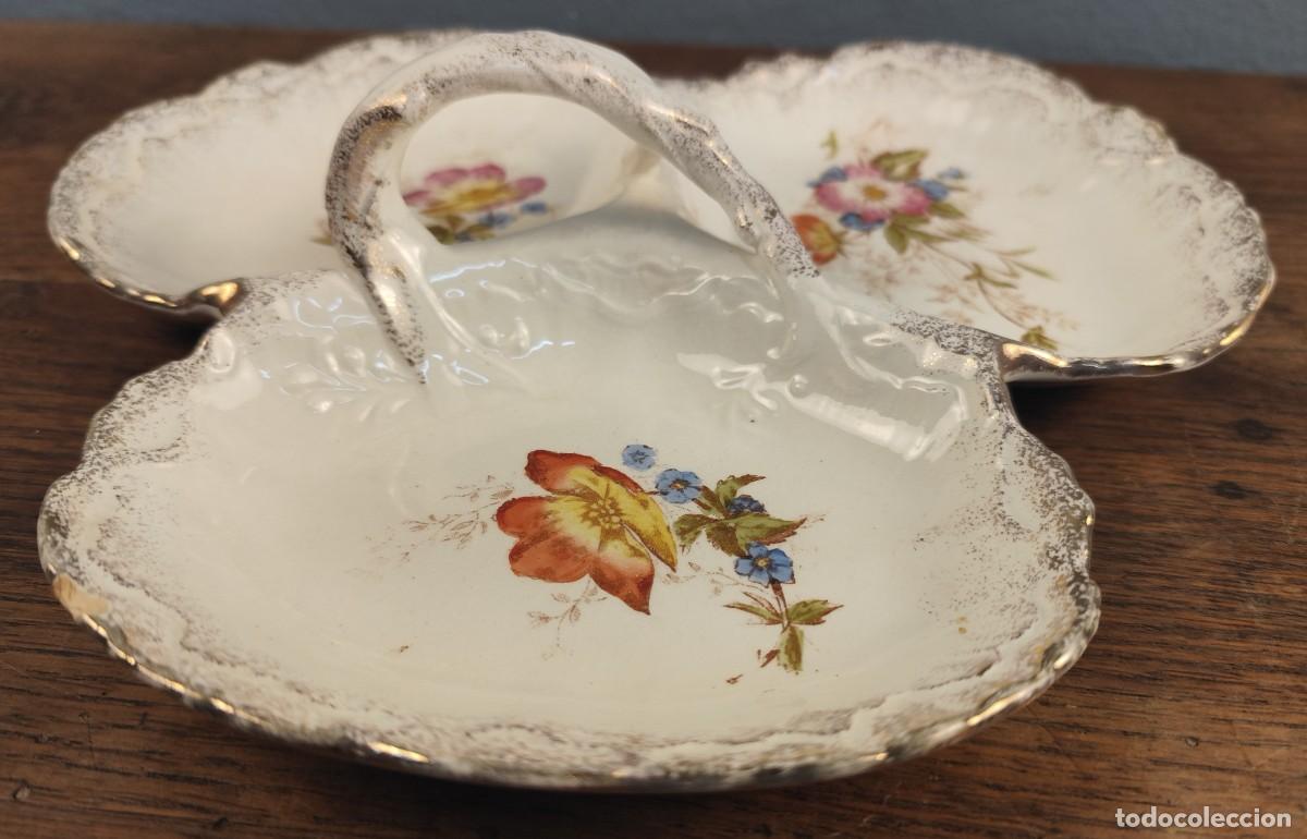 Antig&uuml;edades: Bandeja de loza blanca con tres compartimentos - Foto 7