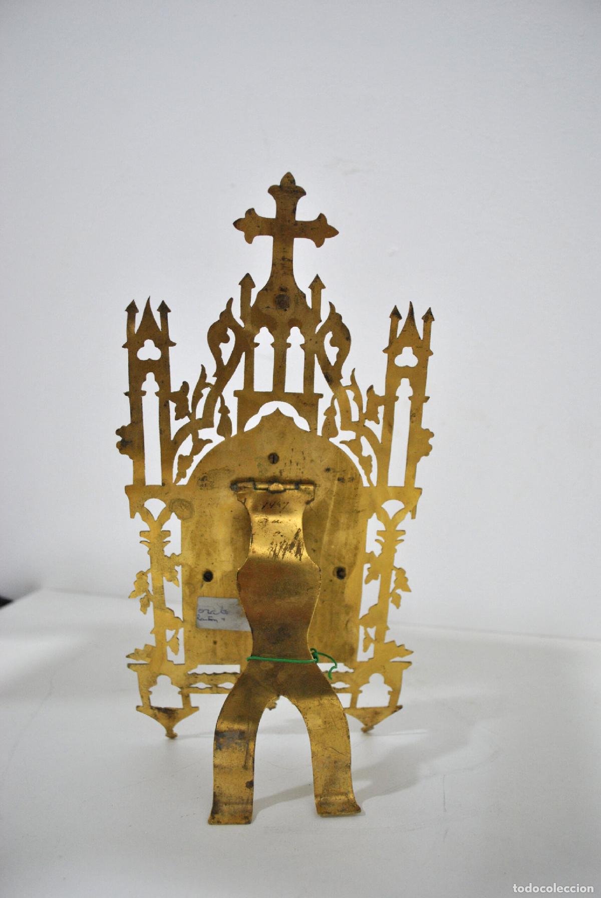 Antig&uuml;edades: Retablo capilla bronce y esmalte Virgen - Foto 4