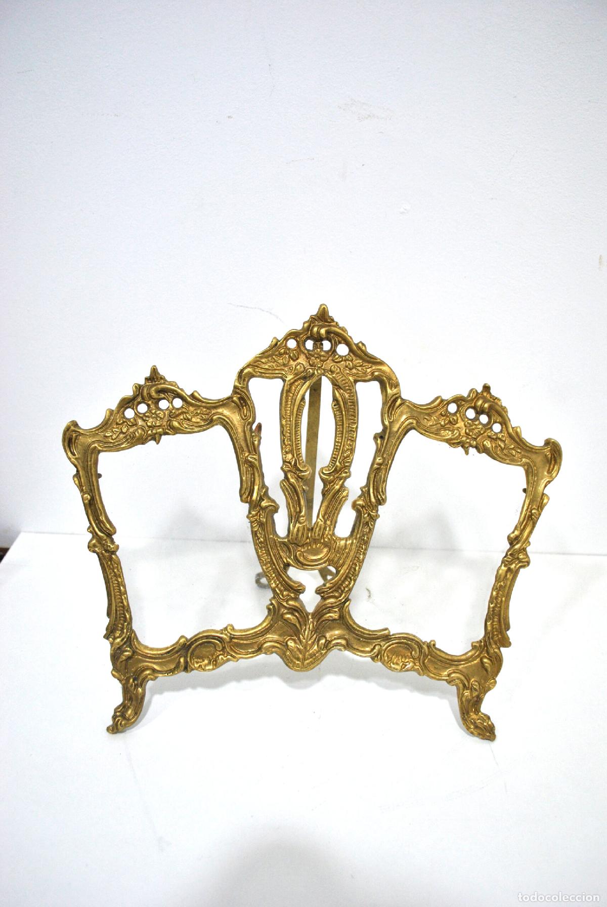 Antig&uuml;edades: Marco portafotos bronce dorado