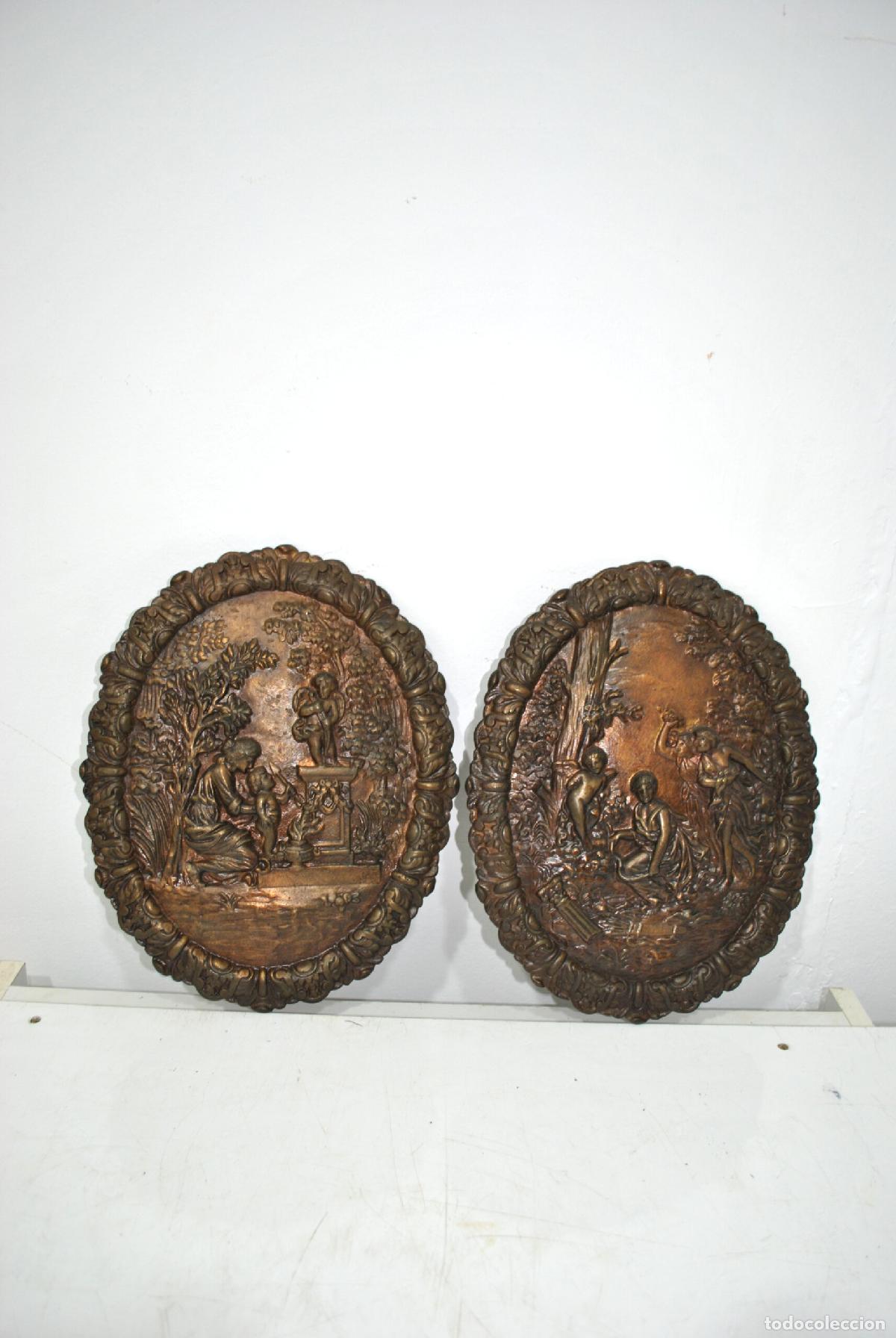 Antig&uuml;edades: Medallones de bronce escenas cl&aacute;sicas