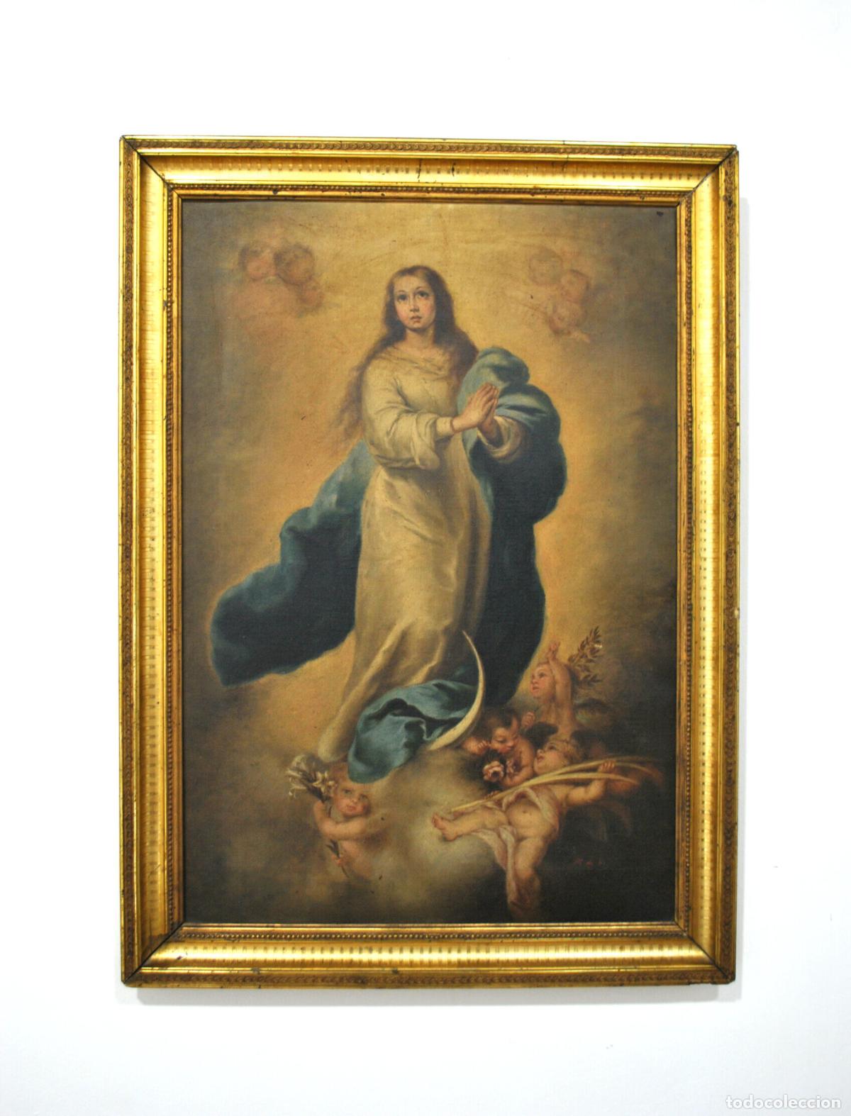 Antig&uuml;edades: Pintura &oacute;leo sobre lienzo Inmaculada