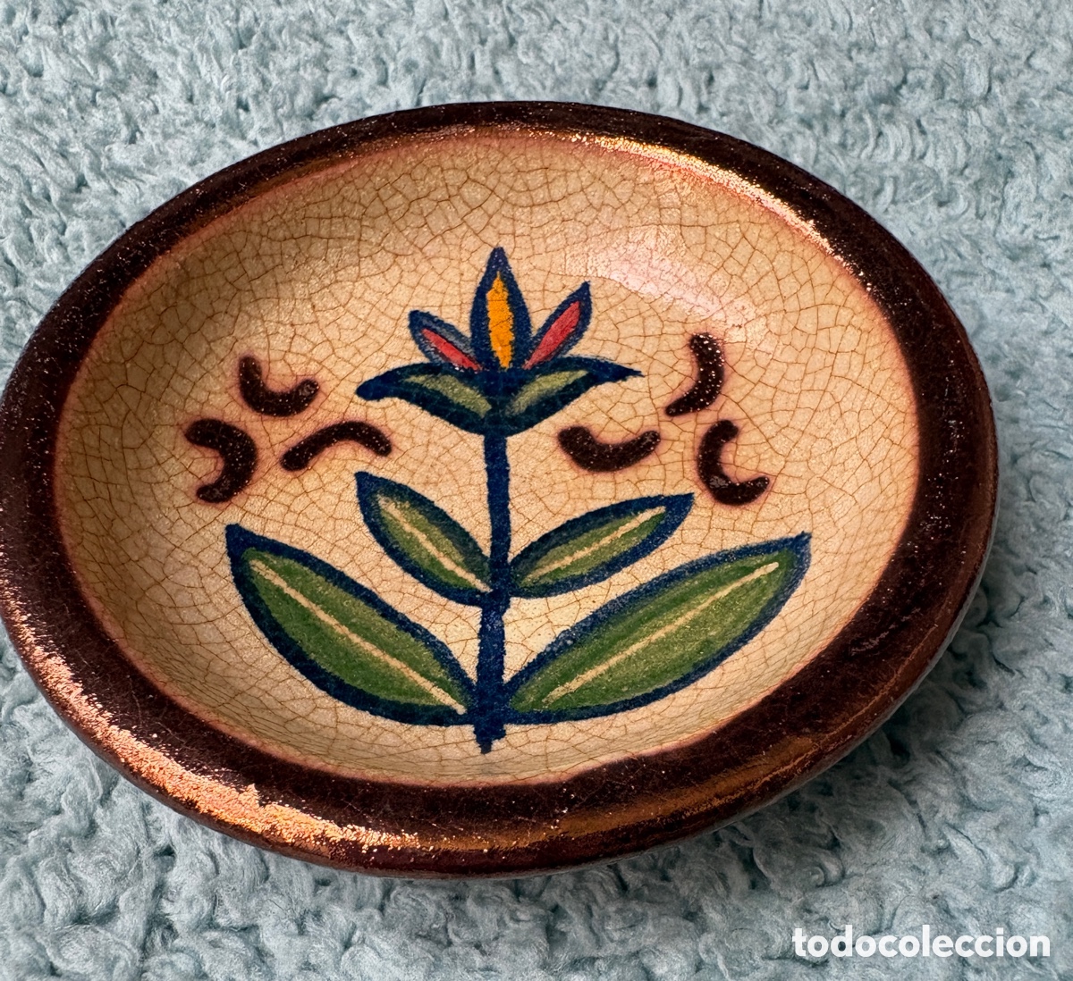 Antig&uuml;edades: (L782) Plato Miniatura Cer&aacute;mica de Pozancos (Sig&uuml;enza) - Alfar del Monte - Pintado a Mano 9cm
