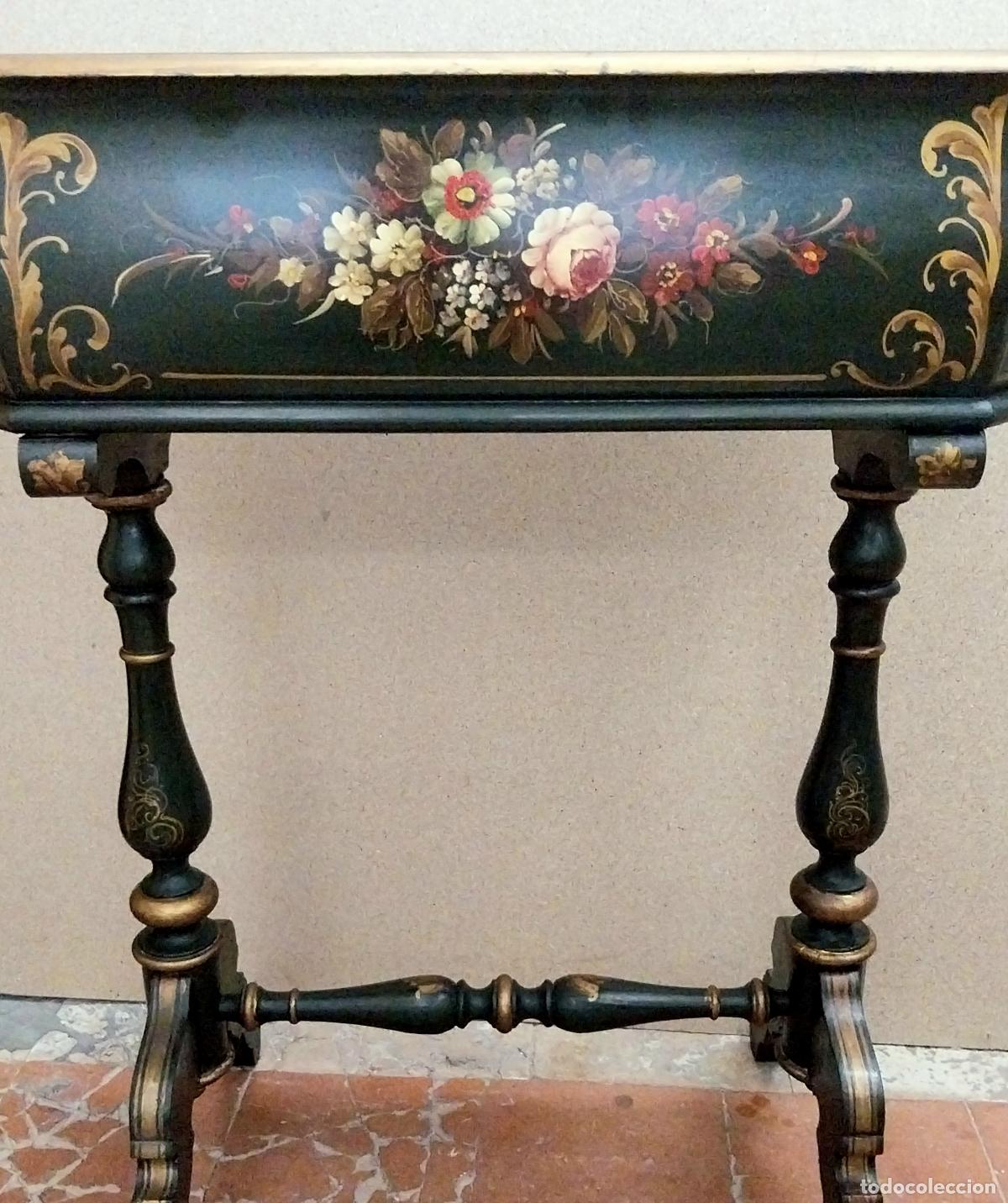 Antig&uuml;edades: ANTIGUA JARDINERA NAPOLEON III- SEGUNDO IMPERIO , EN MADERA PINTADA