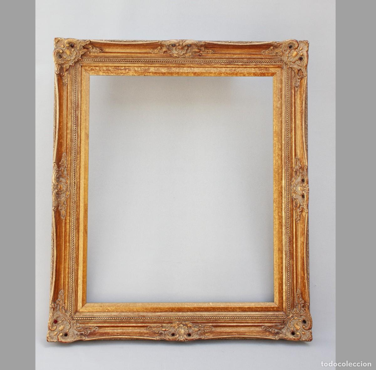 Antig&uuml;edades: Marco barroco de madera y patinado con pan de oro, hecho a mano, estilo Luis XVI.