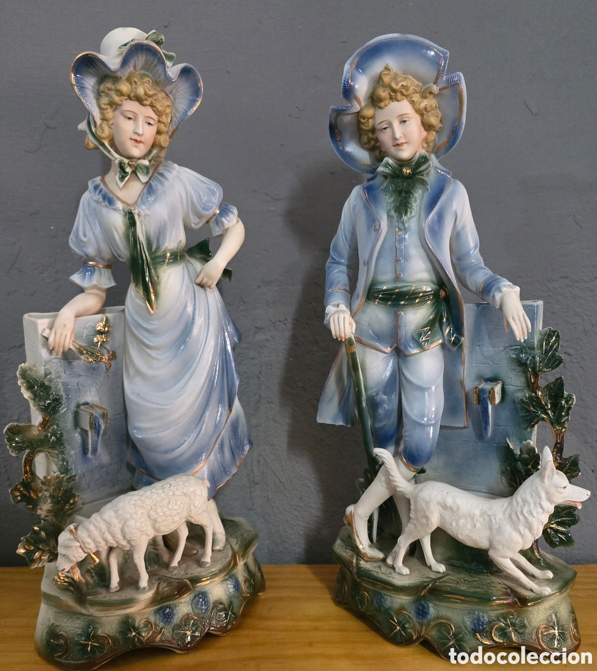 Antig&uuml;edades: ESPECTACULAR PAREJA DE BISCUIT S.XIX ALTA COLECCI&Oacute;N 45 CM DE ALTURA