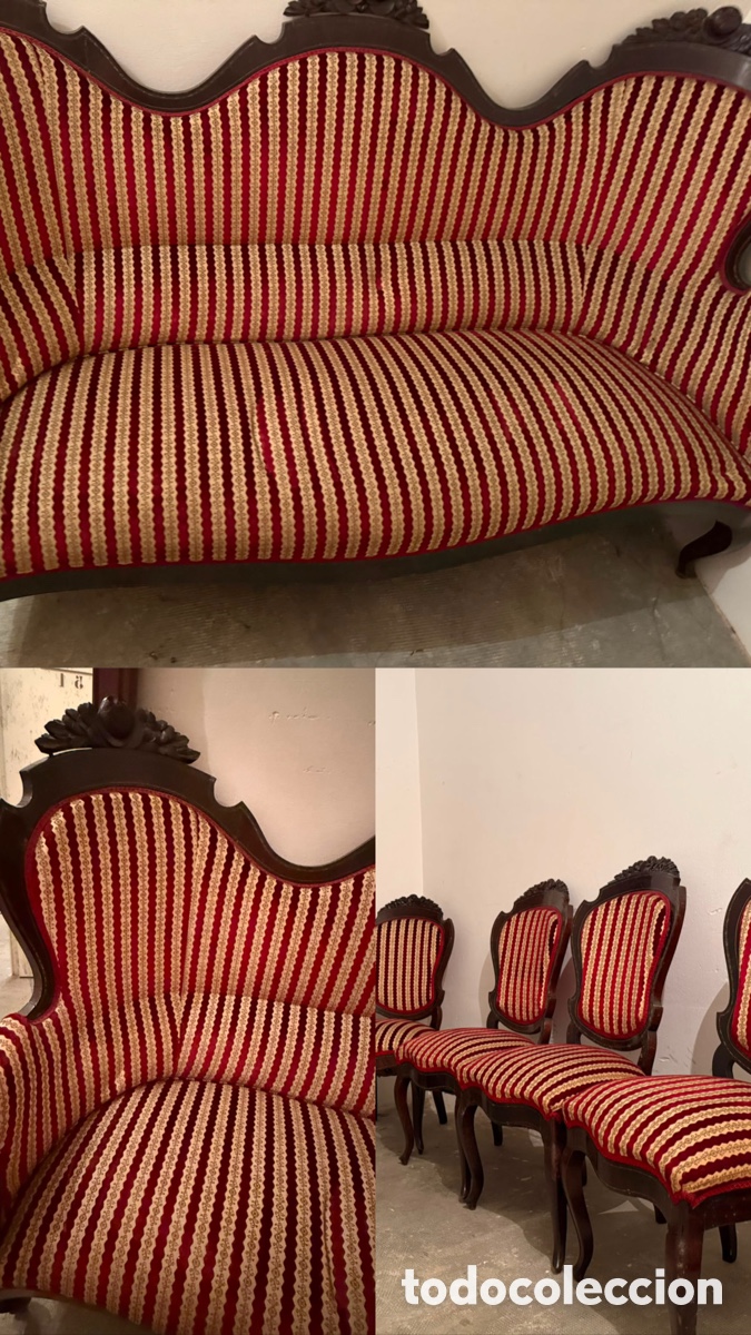 Antig&uuml;edades: Conjunto sof&aacute; y 5 sillas estilo Isabelino - Foto 1