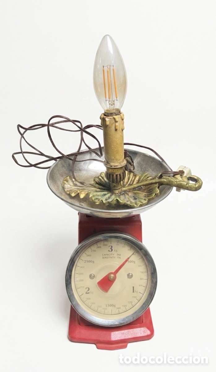Antig&uuml;edades: Antigua Palmatoria El&eacute;ctrica de Mesa - Candelabro de Mano con Base en Forma de Hoja -a&ntilde;os 60/70