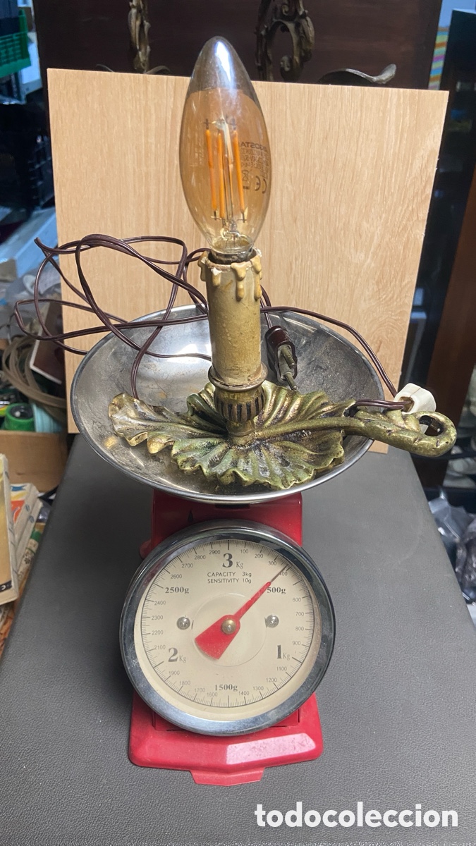Antig&uuml;edades: Antigua Palmatoria El&eacute;ctrica de Mesa - Candelabro de Mano con Base en Forma de Hoja -a&ntilde;os 60/70