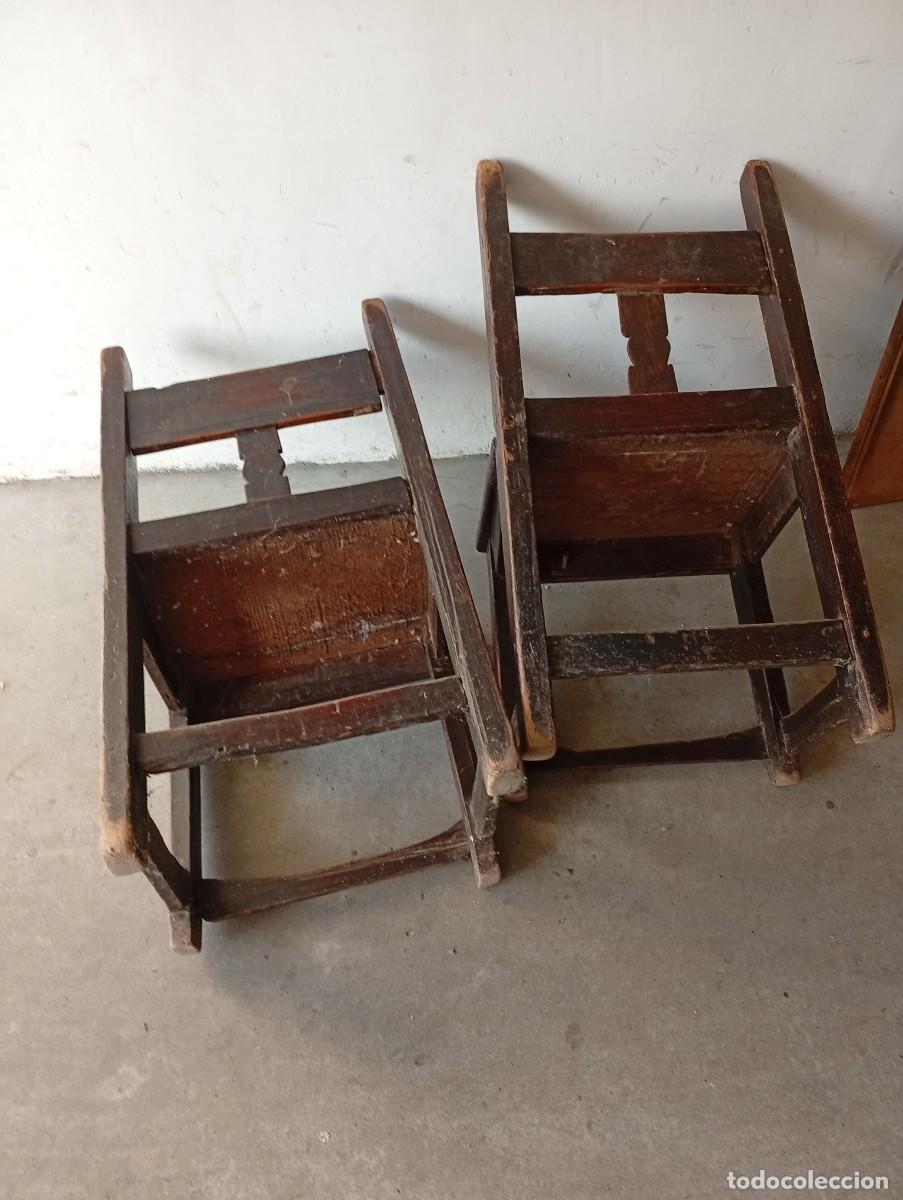 Antig&uuml;edades: DOS SILLAS CENTENARIAS DE MADERA - Foto 10