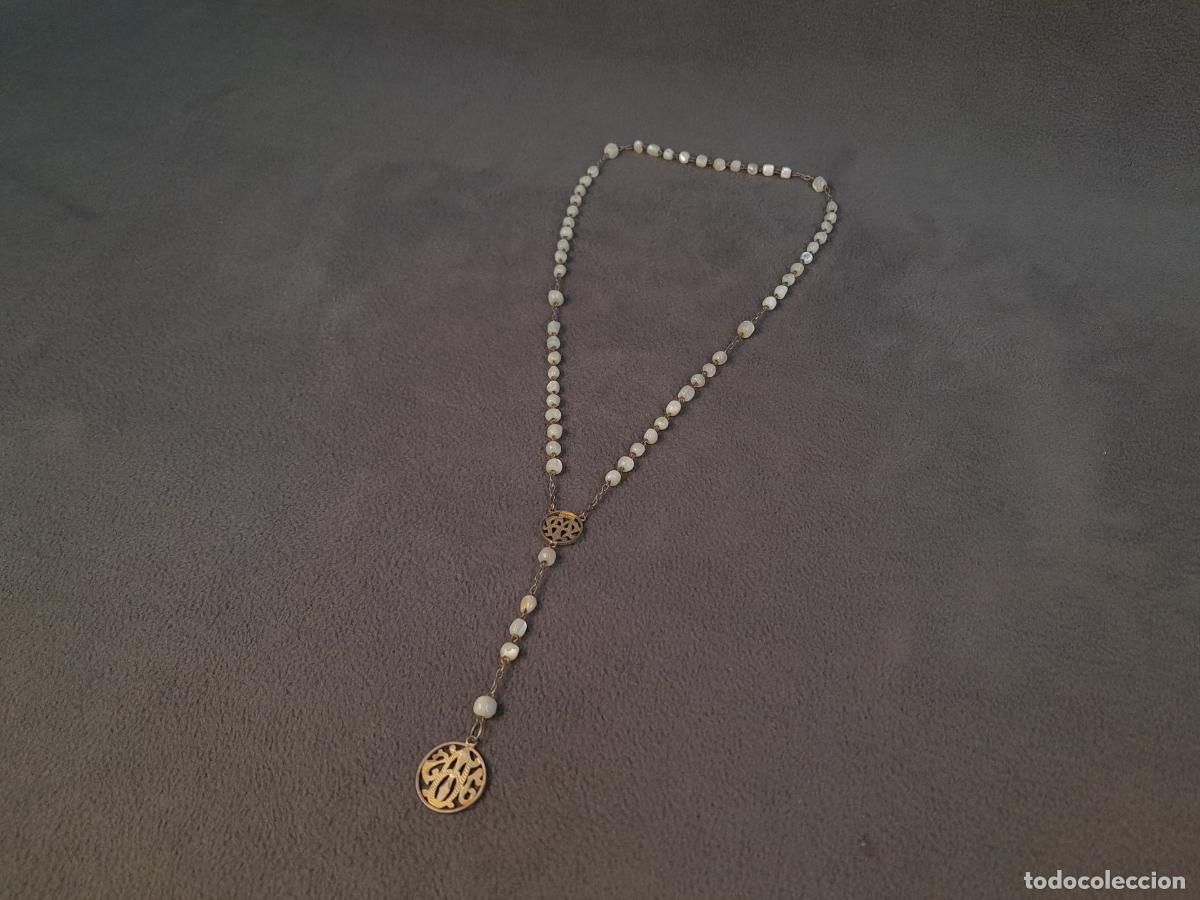 Antig&uuml;edades: R-469.ROSARIO CON CUENTAS DE N&Aacute;CAR, MEDALLAS DE AVE MAR&Iacute;A DE METAL. PRINCIPIOS DEL SIGLO XX.