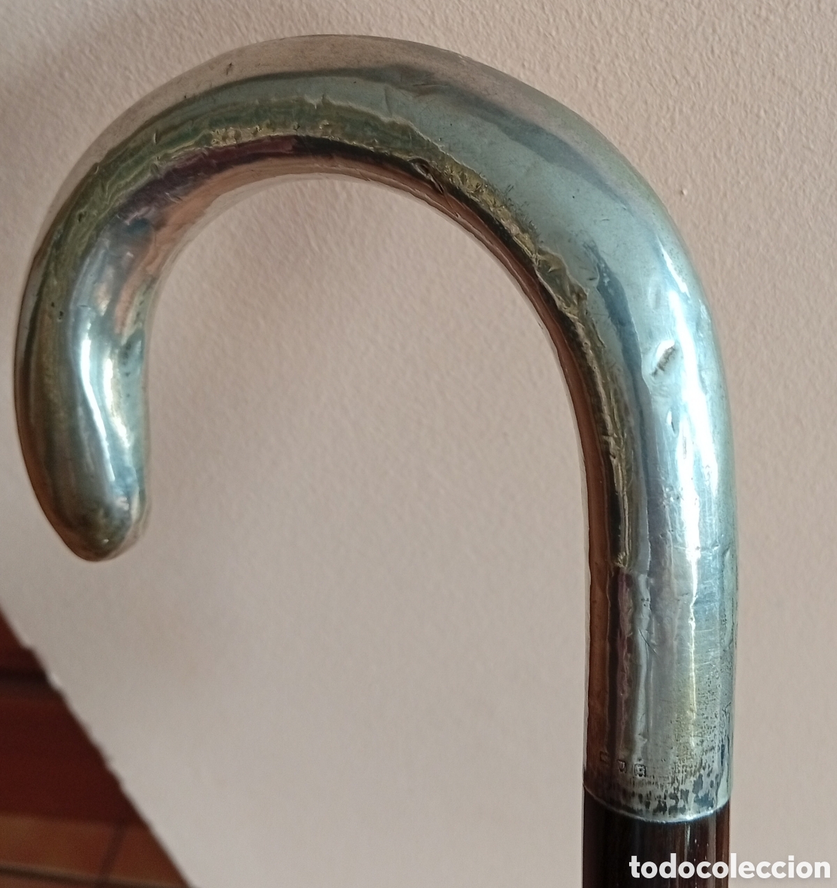 Antig&uuml;edades: Antiguo precioso Baston de colecci&oacute;n de madera ex&oacute;tica y empu&ntilde;adura de plata con contrastes