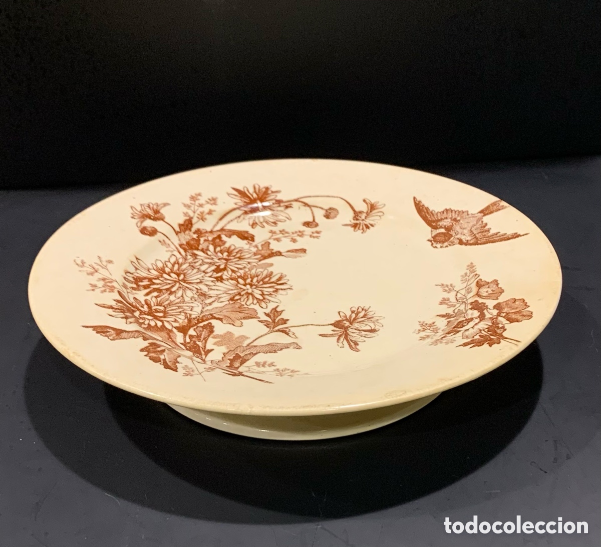 Antig&uuml;edades: Plato para tarta Longwy &ldquo;Botanique&rdquo; . 1893
