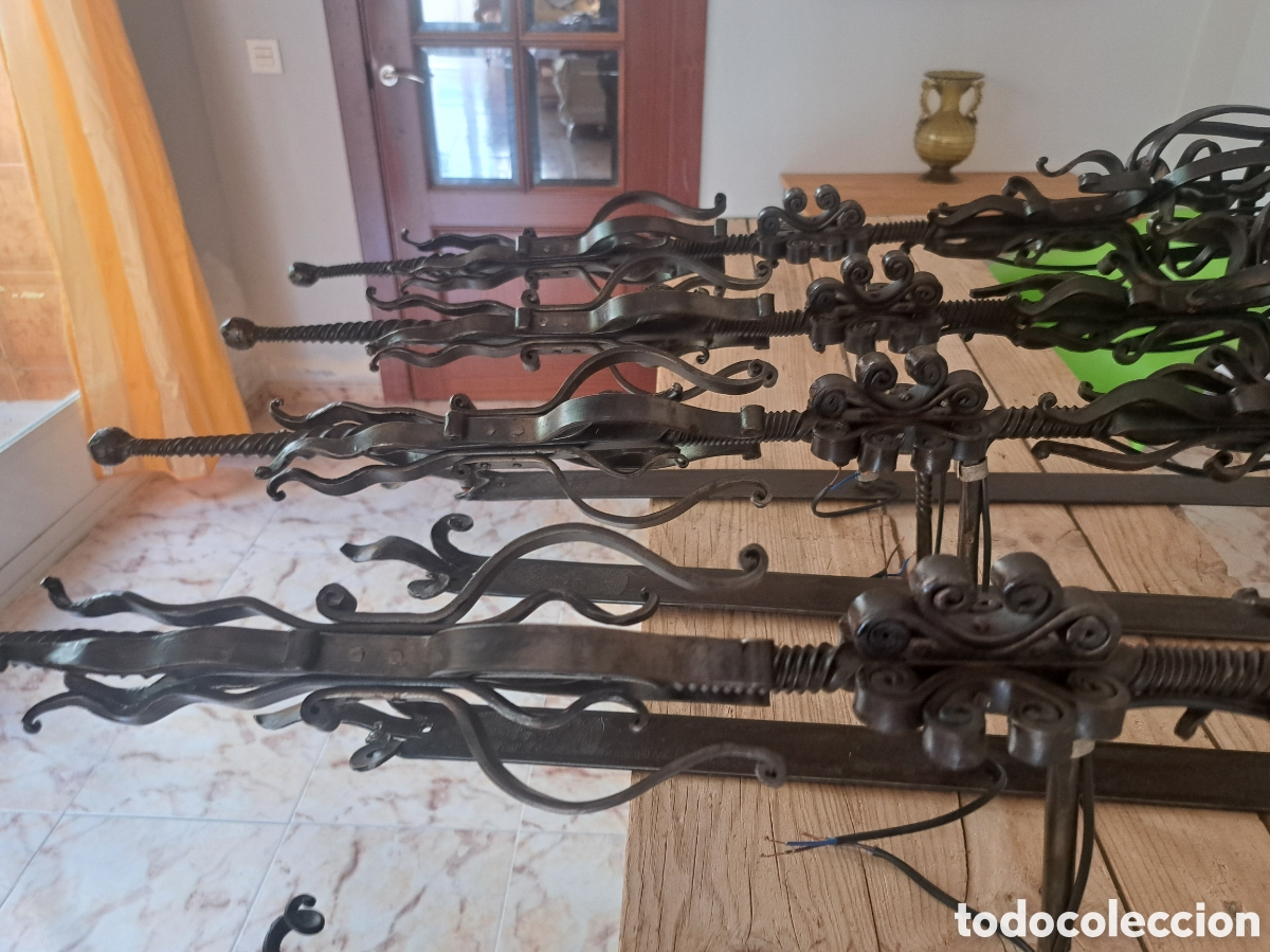 Antig&uuml;edades: Dos antorchas apliques de luz de forja - Foto 3