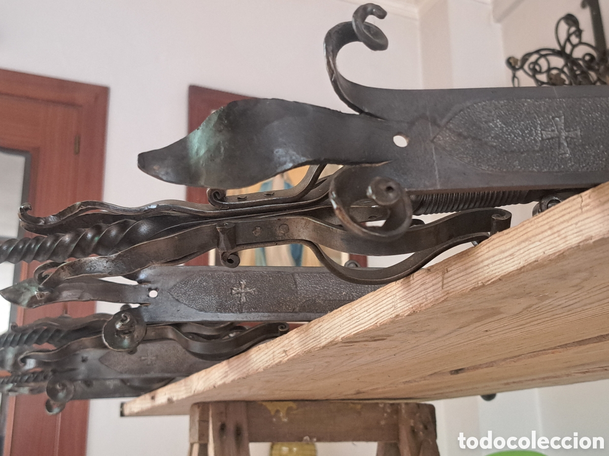 Antig&uuml;edades: Dos antorchas apliques de luz de forja - Foto 8