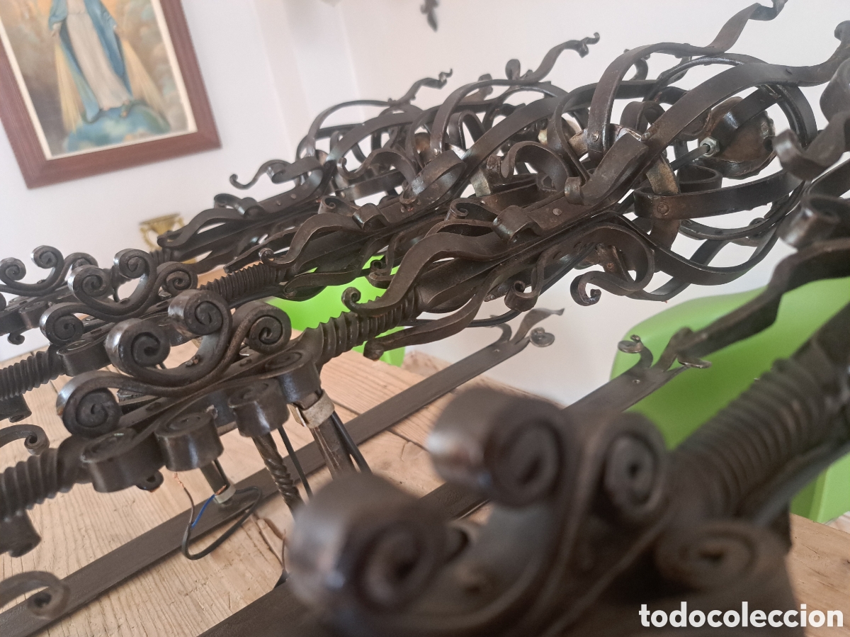 Antig&uuml;edades: Dos antorchas apliques de luz de forja - Foto 11