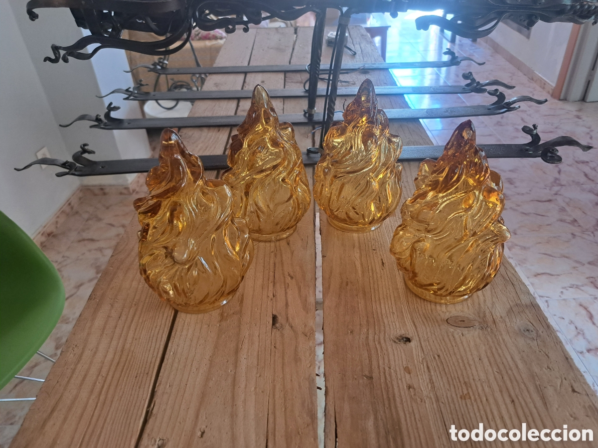 Antig&uuml;edades: Tulipas de flama llama vidrio miel