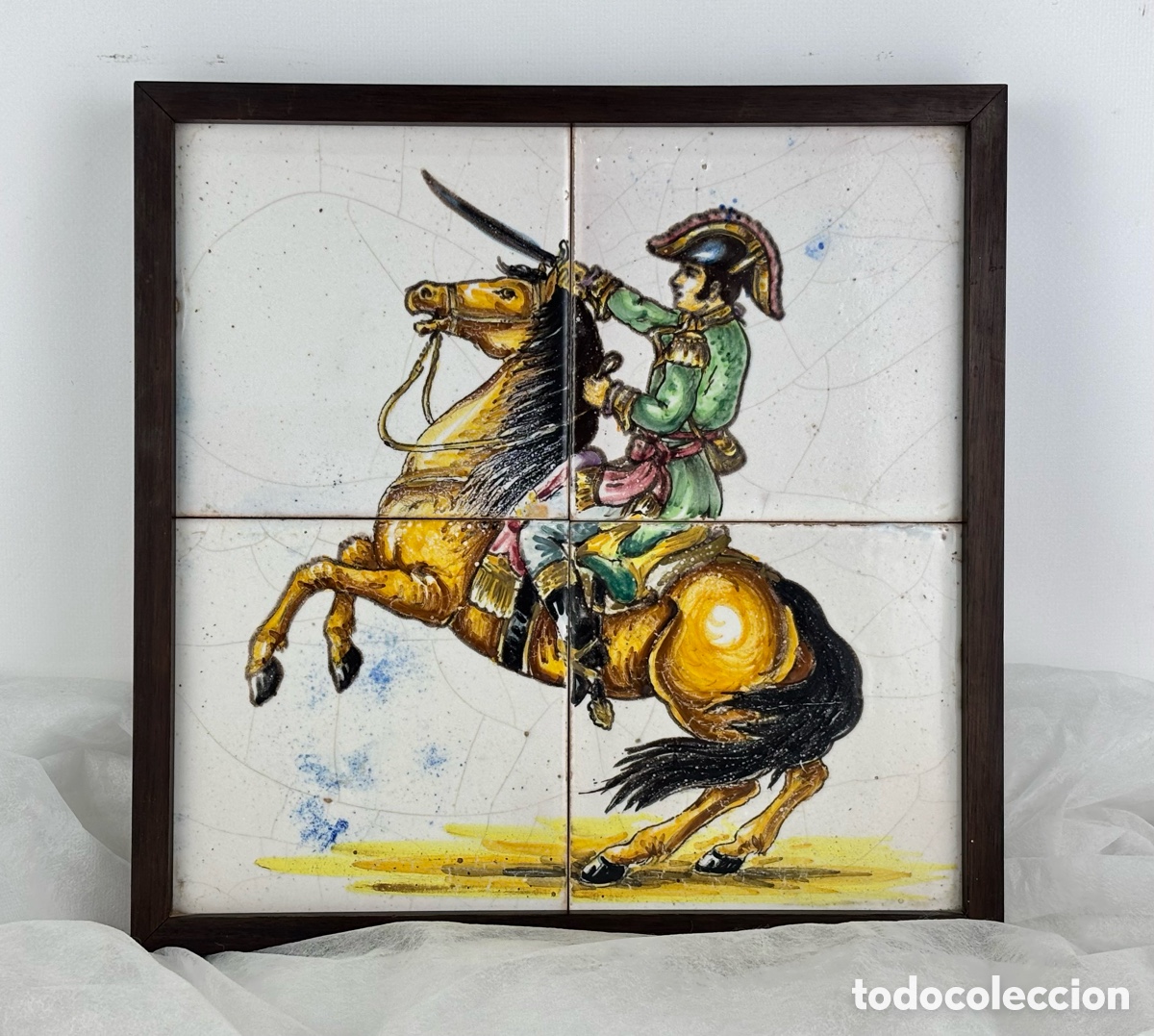Antig&uuml;edades: PLAFON AZULEJOS PINTADOS, MILITAR A CABALLO